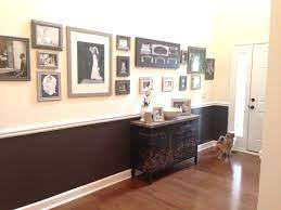 A wide variety of paint chair rail. Hallway With Chair Rail And Paint Instead Of Wainscoting Creates A Dramatic Effect Gallery Wall Dining Room Remodel Chair Rail Paint Ideas Wall Chair