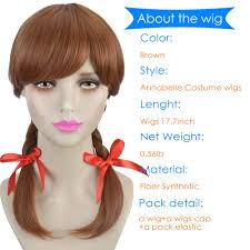 Amazon.com: SiYi Halloween Costume Wig for Women,Horror Doll Style, Long  Brown Braided Accessories,Cosplay Wig with Red Bows : Clothing, Shoes &  Jewelry