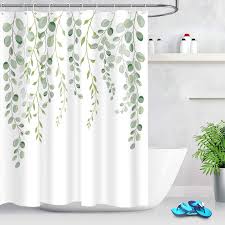 Amazonsmile Ecotob Green Leaves Shower Curtain For Bathroom Spring Watercolor Plant Floral Ro In 2020 Floral Shower Curtains Bathroom Decor Sets Shower Curtain Hooks