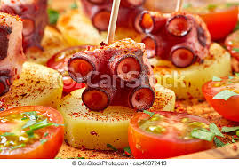`pulpo a feira` traditional dish from galicia. Galician Octopus A La Gallega Tapas Pinchos Recipe From Spain With Potatoes Canstock