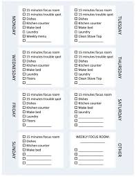 Weekly Cleaning List Adult Chore Chart House Cleaning