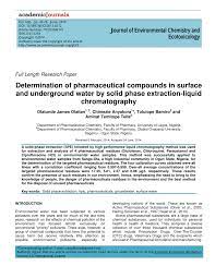 Auxiliaries and other medicinal chemicals(738). Pdf Determination Of Pharmaceutical Compounds In Surface And Underground Water By Solid Phase Extraction Liquid Chromatography