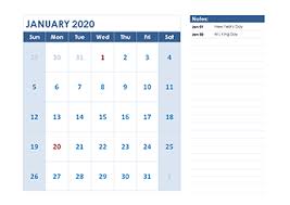 2020 Calendar Templates Download Printable Templates With
