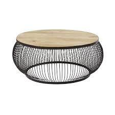 Round Black Metal And Solid Mango Wood Coffee Table In 2020 Mango Wood Coffee Table Coffee Table Wood Marble Tables Living Room