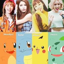 Mamamoo Moonsun Solar Moonbyul Wheesa Hwasa Wheein Pokemon Mamamoo Moonbyul Pokemon