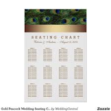 Gold Peacock Wedding Seating Chart Zazzle Co Uk Seating