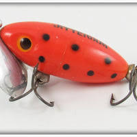 Vintage Arbogast Orange Black Dots 1/4 Ounce Jitterbug Lure For Sale