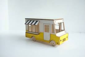 Miniature Food Truck Little Yellow And White Taco Truck With Striped Awning La Brooklyn Street Food Gift For Foodie Whimsical Decor Food Truck Miniature Food Truck Crafts
