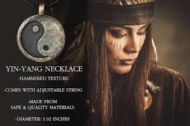 Hand Hammered Ancient Looking Yin Yang Necklace Pendant for Men and Women  With Adjustable String