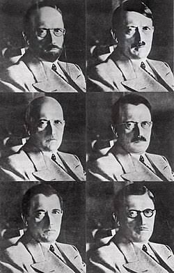 Hivatalos 1944-es OSS montázsok Hitler lehetséges álcáiról, AI által létrehozott