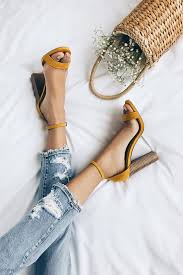 Taylor Mustard Yellow Suede Stacked Ankle Strap Heels Summer Shoes Trends Ankle Strap Heels Single Strap Heels