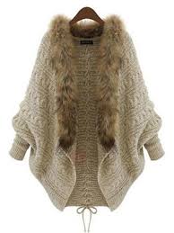 Gilet chauve souris a tricoter découvrez des créations originales : Veste Cardigan Manches Chauve Souris Col En Fausse Fourrure Tidebuy Com