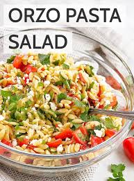 This classic pasta salad, packed with a bounty of summer vegetables and fresh herbs, is the perfect thing to make after a trip to the farmers' market. Risoni Salad Favorite Pasta Recipes Tomato Salad Recipes Mediterranean Salad Recipe
