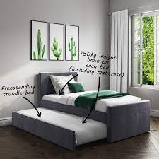 Baxton studio alena upholstered daybed with twin trundle. Layla Velvet Guest Bed In Grey Trundle Bed Included Furniture123