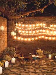 Outdoor Wall Decor Ideas With Wood Plants And Lights Backyard Lighting Backyard Outdoor Decor
