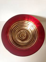 Red And Gold Decorative Bowl Large Fruit Bowl Retro Home Decorative Bowls Modern Fruit Bowl Vintage Bowls
