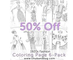 Fashion coloring book for girls: Printable Fashion Coloring Pages 6 Pack 6 Coloring Sheets Of 1920s Fashion 8 5 X 11 Pdf Chub And Bug Illustration Wall Art And School Supplies For Kids And Babies