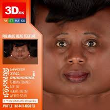 Premade Female Head Texture Sharonda James by 3d-sk