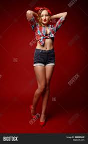 Patterns, solid colors, patriotic, camouflage, reflective Sexy Young Woman Red Image Photo Free Trial Bigstock