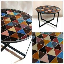 table de mosaique round triangles etsy mosaic table mosaic table