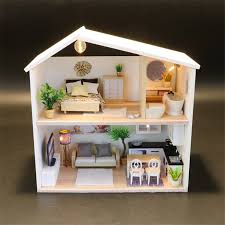 Miniature diy doll house wooden dollhouse with led lights music furniture kit uk. Miniature Loft Model Kitchen Dolls House Furniture Kits Diy Wooden Dollhouse Puzzle Toy With Led Lights Children Birthday Gift Figurines Miniatures Aliexpress