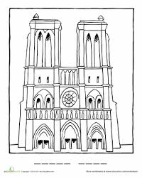 Notre Dame Coloring Page Worksheet Education Com Notre Dame Coloring Pages Artists For Kids