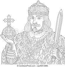 All coloring pages » cartoon » frozen » she froze the scepter and orb. Zentangle Stylized King Coloring Page Of King In A Crown Holding Scepter And Sword Freehand Sketch Drawing For Adult Canstock