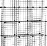 AWTATOS Griglia metallica a forma di cubo, 12 cubi, libreria, impilabile,  organizer per riporre oggetti, contenitori modulari per cubi, scaffale ...