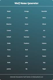 Wolf Name Generator 1000s Of Random Wolf Names This interactive poll of good characters who are wolves or linked to wolves. wolf name generator 1000s of random