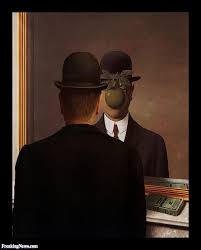 At The Mirror Magritte Art Parody The Son Of Man