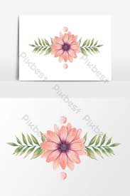 Cartoon Pink Flower Green Leaf Vector Element Png Images Ai Free Download Pikbest Leaves Vector Pink Flowers Cartoon Flowers