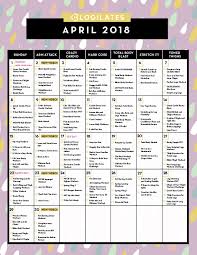 April 2018 Workout Calendar Blogilates Fitness Food And Lots Of Pilates Workout Calendar Blogilates Fitness Planner