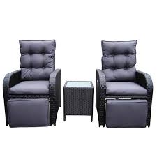 Mykonos Outdoor Wicker Recliner Chair Set In Black Outdoor Recliner Outdoor Wicker Furniture Reclining Outdoor Chair