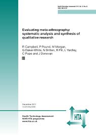 110 marter avenue suite 408 moorestown, nj 08057 phone: Pdf Evaluating Meta Ethnography Systematic Analysis And Synthesis Of Qualitative Research Pandora Pound And Nicky Britten Academia Edu