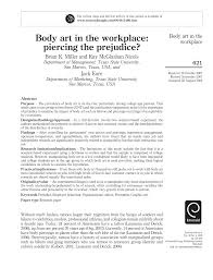 Pdf Body Art In The Workplace Piercing The Prejudice