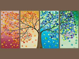 Draw Tree Summer Autumn Spring Winter Idea Drawing Colorful Beautiful Tree Art Diy Art Tree Painting