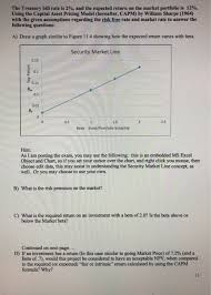 Solved The Treasury Bill Rate Is 2 And The Expected Ret