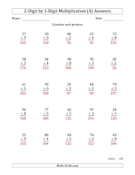 The Multiplying 2 Digit By 1 Digit Numbers A Math Worksheet Page 2 Multiplication Worksheets Double Digit Multiplication Multiplication