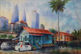 Lukisan ini menggambarkan rumah yang sangat padat, kemudian bersusun di kawasan bukit yang menjadikannya semakin artistik. Rumah Biru Kampung Baru Alymarzuki71 Life Is About Passions Thank You For Sharing Mine Ms