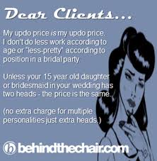 Updo Price Menu Lol Xoxo Craft Salon Hair Salon Quotes Hairstylist Humor Stylist Humor