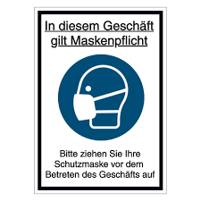 Zwischen 10.000 und 20.000 menschen beteiligten sich am sonntag an der adfc. Aktuelle Corona Schilder Piktogramme Maskenpflicht Seton