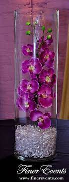 Purple Orchids In Cylinder Vase Glass Vase Wedding Centerpieces Flower Arrangements Floral Arrangements