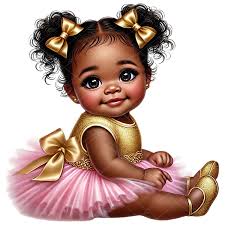 Tutu afro or rose bébé fille Clipart (téléchargement numérique)