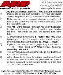 Arp Main Studs Torque Specs Sbc Basement Wall Studs