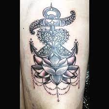 Anchor And Lotus Flower Tattoo Tattoos Cool Tattoos Geometric Tattoo