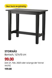 Ikea Kiel Stornas Bartisch Braunschwarz 127x70 Cm Bartisch Ikea Tisch