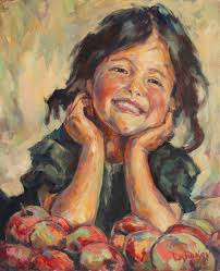 Original romanticism children oil paintings For Sale