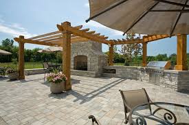 Stone, brick and wood are great for rustic and traditional outdoor kitchens. Outdoor Bbq Area Houzz