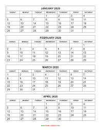Right here is a choice of free online calendars with different themes and in various formats. Free Download Printable Calendar 2020 4 Months Per Page 3 Pages Vertical