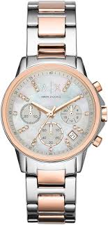 Emporio armani ladies watches mother pearl watch sale luxury watches. Amazon Com Armani Exchange Ladies Lady Banks Stainless Steel Watch Color Two Tone Rose Silver Model Ax4331 Armani Exchange Watches